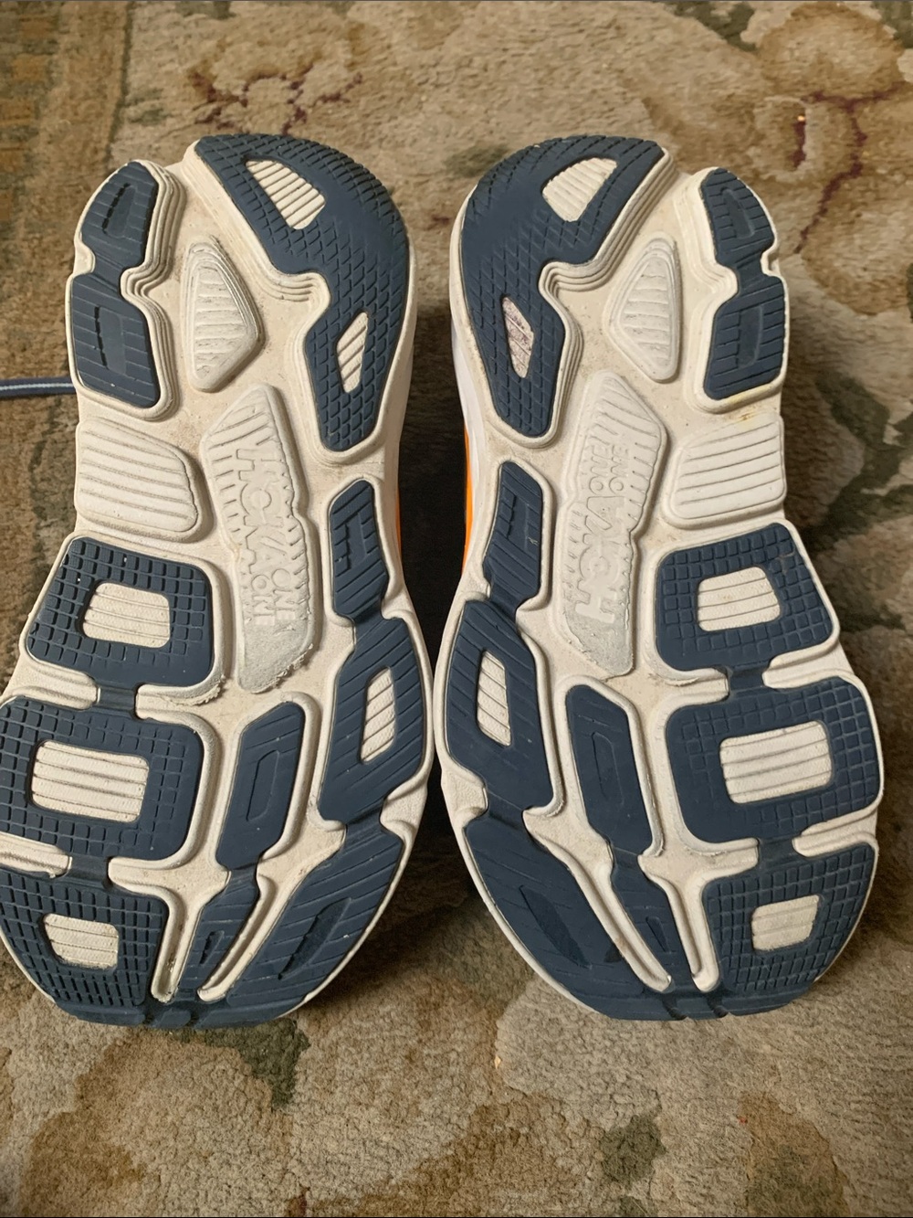 Hoka One One Women's Light Blue Running Shoes with Navy, Orange & Pink Accents - Picture 3 of 5